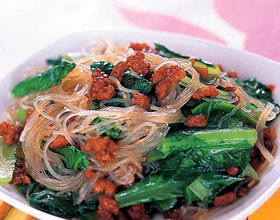 肉丝菠菜粉 